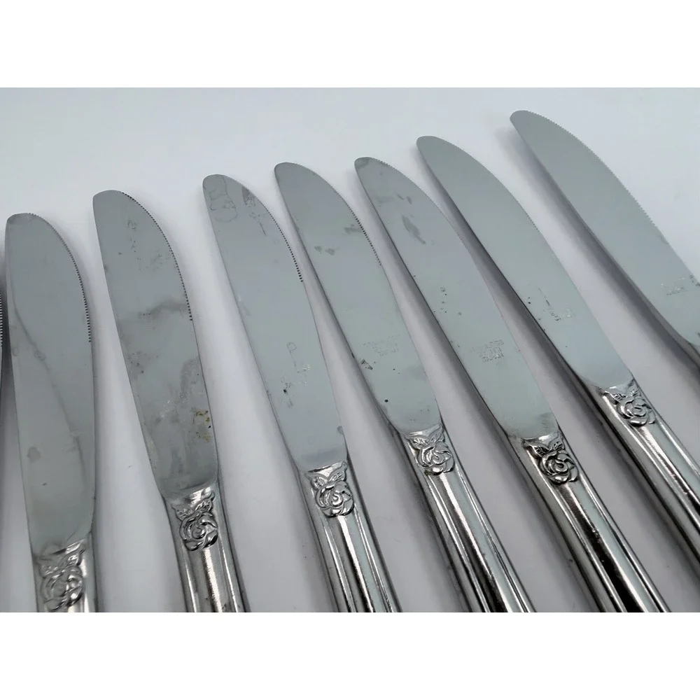 Versailles Dinner Knives Stainless by MSI Japan Set Of 13 Floral